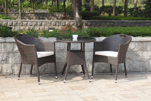 Balkonset Aluminium/Kunststoffgeflecht, Coffee