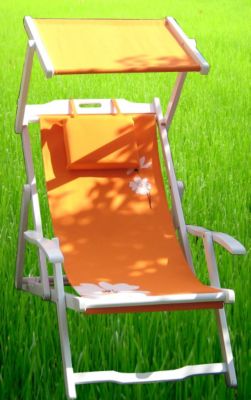 Holz-Klappliege 2er-Set mit Armlehnen, orange Preisvergleich