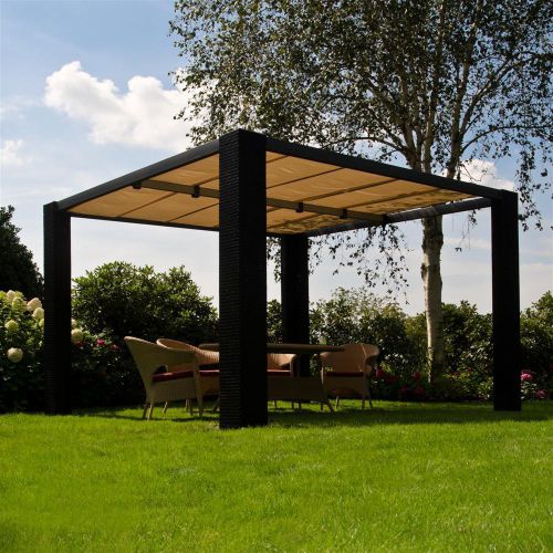 Rattan Standmarkise 3,5x3,5m braun