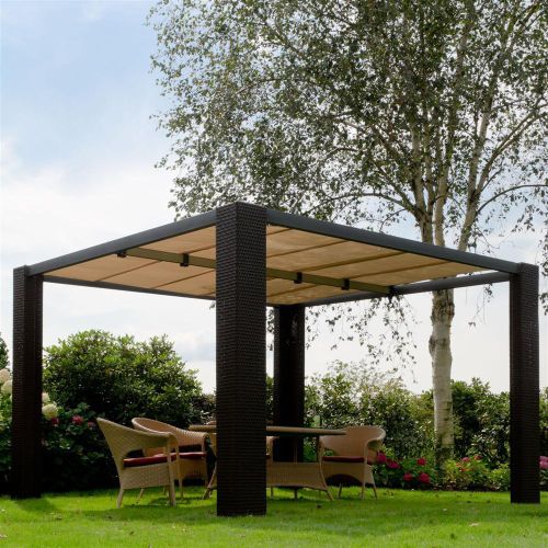 Rattan Standmarkise 3,5x3,5m grau