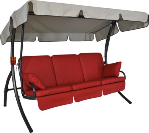 Hollywoodschaukel Premium Comfort 3-sitzig - eisengrau beige rot