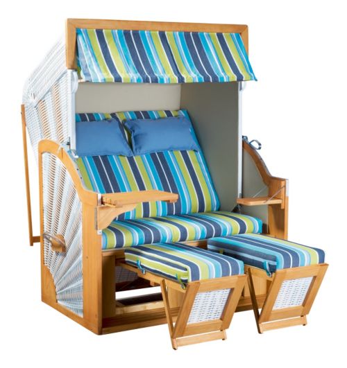 Strandkorb Karibik, blau gr&uuml;n-gestreift