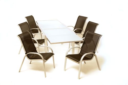Tischgruppe Amalfi schwarz, 7-tlg.
