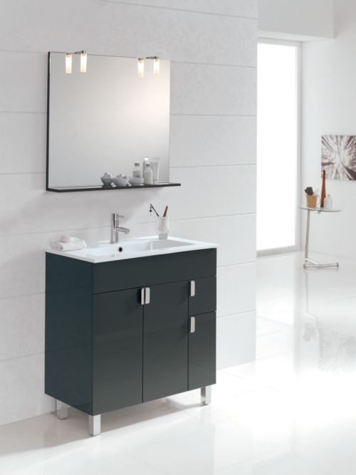 Badm&ouml;bel-Set Nova anthrazit 80 cm - inkl. Hochschrank