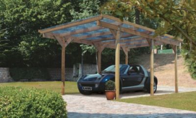 Karibu Einzelcarport PUR - B 304 x T 490 cm, kesseldruckimprÃ€gniert - 5 Jahre Hersteller-Garantie