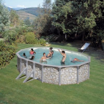 Summer Fun Steindekor Schwimmbeckenset, Ovalform 610 x 375 x 120 cm