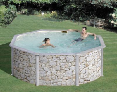 Summer Fun Steindekor Schwimmbeckenset, Rundform Å 350 x 120 cm