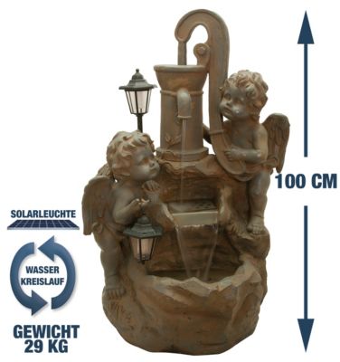 Outdoor Brunnen \"Angels\" - 100 cm hoch mit 2 Solarleuchte und Wasserpumpe Preisvergleich