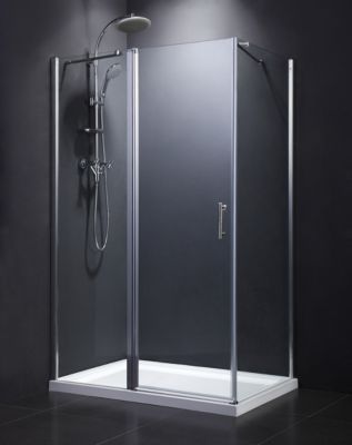 myBATH Echtglas-Duschabtrennung, Dreht&uuml;r mit zwei fixen Seitenteilen, 6 mm Sicherheitsglas Preisvergleich