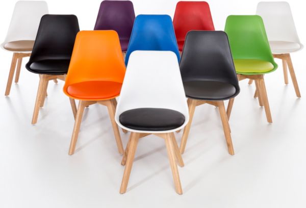 Retro Schalenstuhl Eiche, Stuhl, Stühle, Kunststoff, 70er, bunt mit