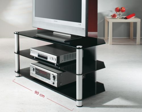 VCM TV-M&ouml;bel \"Siena Schwarzglas\" | Rack Aluminium & Glas Preisvergleich