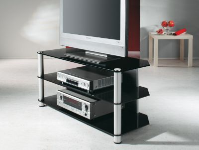 VCM TV-M&ouml;bel \"Siena Schwarzglas\" | Rack Aluminium & Glas Preisvergleich