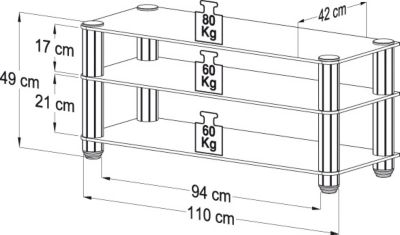 VCM Premium TV-M&ouml;bel \"Granada\" | Rack Aluminium & Glas Preisvergleich