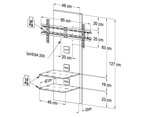 VCM TV-Paneel \"Scala-3\" | Hifi & LCD/LED-Halterung f&uuml;r Receiver, DVD-Player et Preisvergleich
