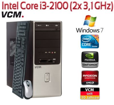 VCM PC-System \"Leander\" | Intel Core i3-2100 (2x 3,1 GHz) | Windows 7 | Speich Preisvergleich