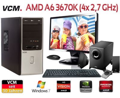 VCM PC-Set (PC+TFT) \"Wegoxana\" | AMD A6 3670K (4x 2,7 GHz) | Speicher w&auml;hlbar  Preisvergleich