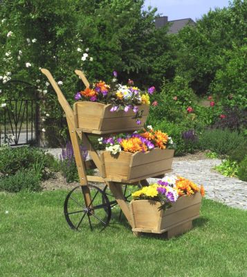 Zum Angebot - PROMEX Blumenkarre mit 3er Set Blumenkästen