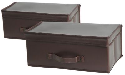 Artra DVD Aufbewahrungsboxen Kunstleder braun 2er Set