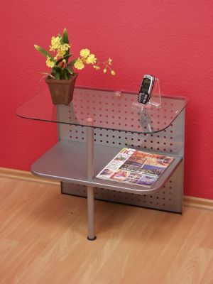 moebel direkt online Beistelltisch _ Metalltisch _ Glastisch _ Tisch mit Ablage