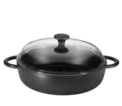K&uuml;chenprofi Bauernpfanne mit Glasdeckel, Schwarz & rund 28cm La Cuisine Preisvergleich