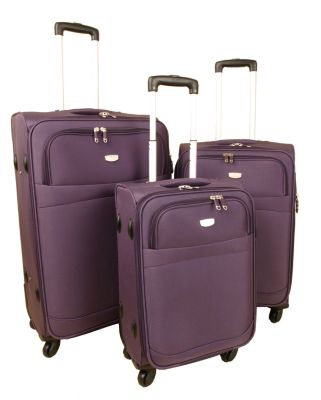 3-tlg.- 4-Rollen-Trolleyset Lily Beach in lila Preisvergleich