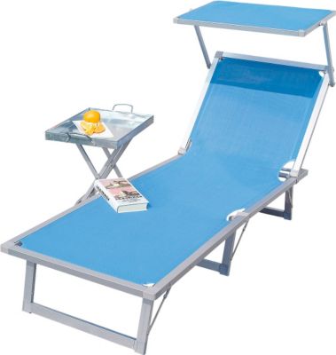 Alu-Sonnenliege Deluxe, hellblau