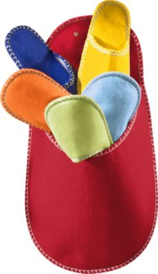GÃ€ste-Pantoffel-Set, rot-bunt