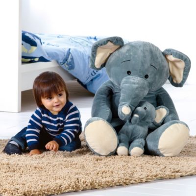 PlÃŒschelefant mit Baby, groÃ
