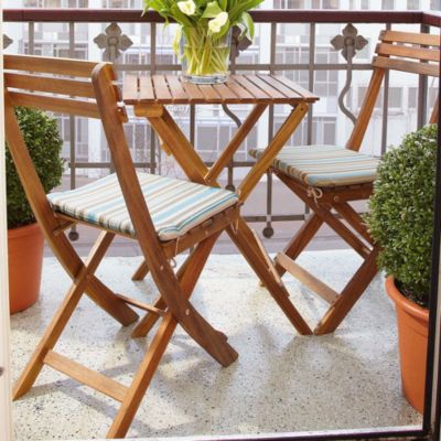 Holz-Balkon-Set mit Kissen, 3-tlg.