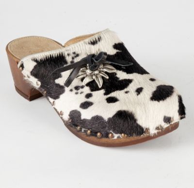 Kuhfell-Clogs, schwarz-weiÃ, Gr.41