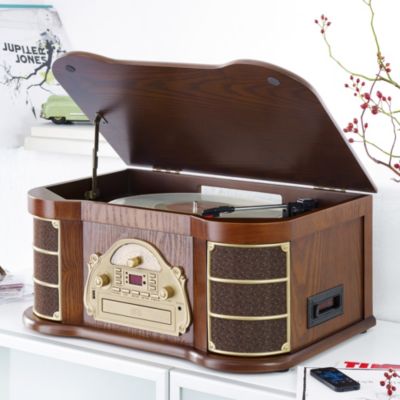 Minowa Nostalgie Musikcenter TR-W172 mit Plattenspieler, USB, Kassettendeck, Radio, MP3 CD-Player