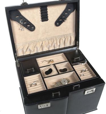 Windrose Ambiance Schmuck- / Uhrenkoffer 5 Etagen aus Leder mit Etui