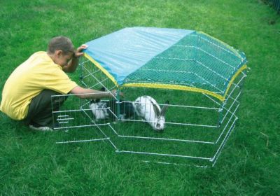 Kerbl Kleintier Freigehege, verzinkt, 6 Gitter, 56,5 x 56,5 cm, mit TÃŒr und Netz