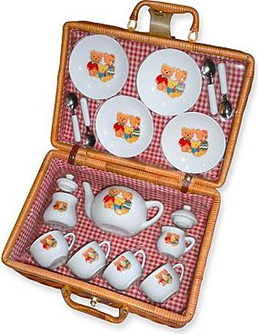 Kinder Picknickkoffer mit Teeservice aus Porzellan Preisvergleich