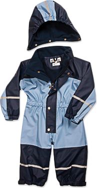Playshoes Babyoverall marine hellblau mit Fleecefutter
