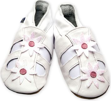 INCH BLUE Lederschuh Flower Sandal White
