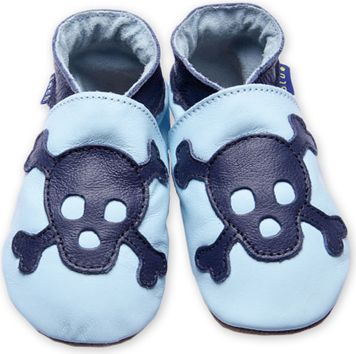 INCH BLUE Lederschuh Skull Baby Blue Navy