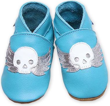 INCH BLUE Lederschuh Tattoo Skull Turquoise