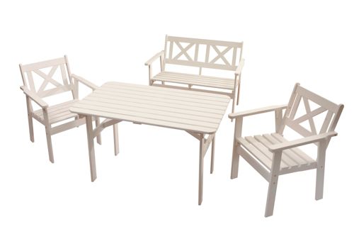 Massivholz Gartenm&ouml;bel-Set Gartengruppe 4 tlg.