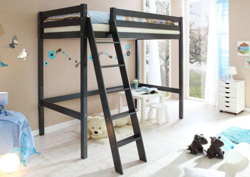Pingulina Hochschl&auml;fer Hochbett mit Schr&auml;gleiter grau