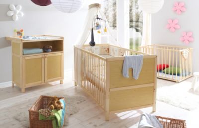 Pingulina Dreiteiliges Babyzimmer-Set Kiefer Natur Croco