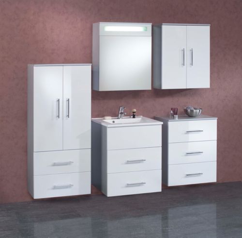 Hochschrank Argun hochglanz wei&szlig; / alufarben