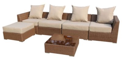 Produkt 6tlg. Loungegruppe Somalia, Polyrattan dunkelbraun, inklusive Kissen