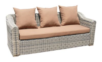 3er Sofa Mosambik, Polyrattan grau, inklusive Kissen braun Preisvergleich