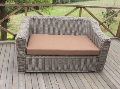 2er Sofa Mosambik, Polyrattan grau, inklusive Kissen braun Preisvergleich
