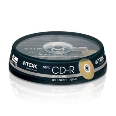 TDK CD Rohling CD-R T19886 700MB 52x Single Layer, LightScribe 1.2