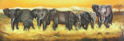 Bild Elefantenherde 97x33 cm Preisvergleich