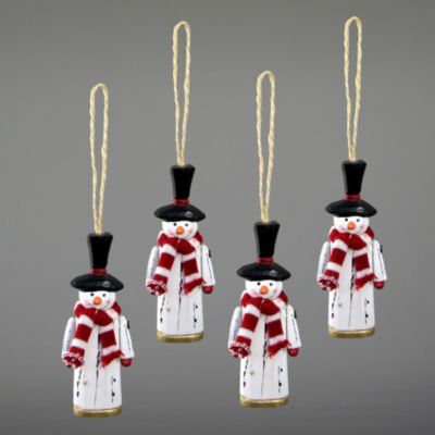 Christbaumschmuck Schneemann H&auml;nger aus Holz, 4er-Set Preisvergleich