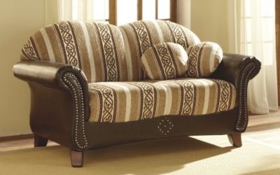 Sofa 2-Sitzer kolonial mit Ziernagelung und Federkern