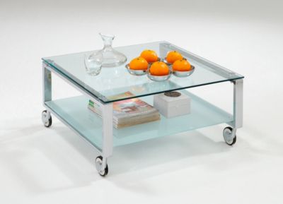 Couchtisch auf Rollen 69x69 cm , Chrom/Glas Preisvergleich